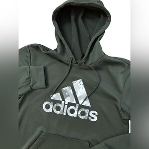 Adidas Men’s Olive‎ Green Spell Out Hoodie Size Medium Logo Athletic Soccer